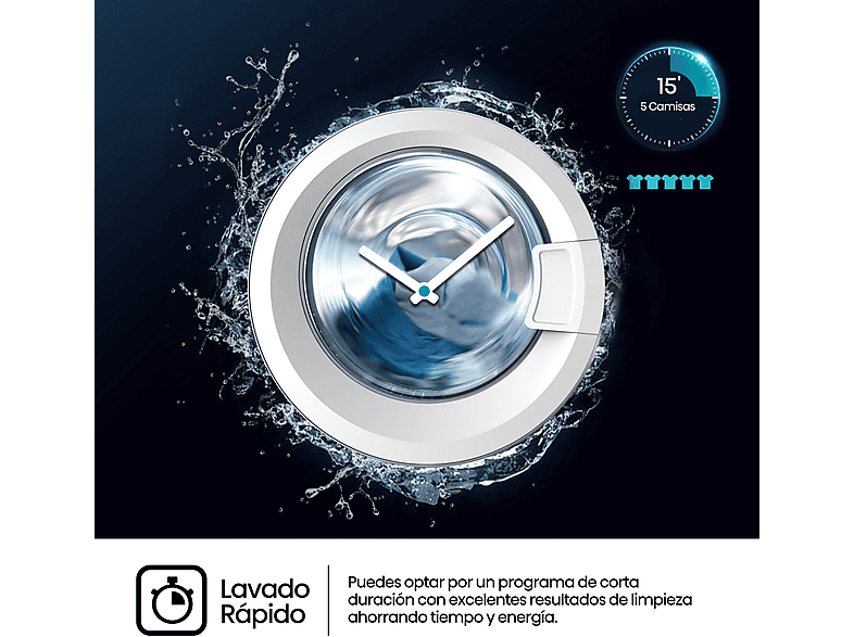 Lavadora integrable - Hisense WF3M841BWIES, 8 kg, 1400 rpm, 15 programas, Secado Allergy Care, Clase A, Sin Panelar — foto 8