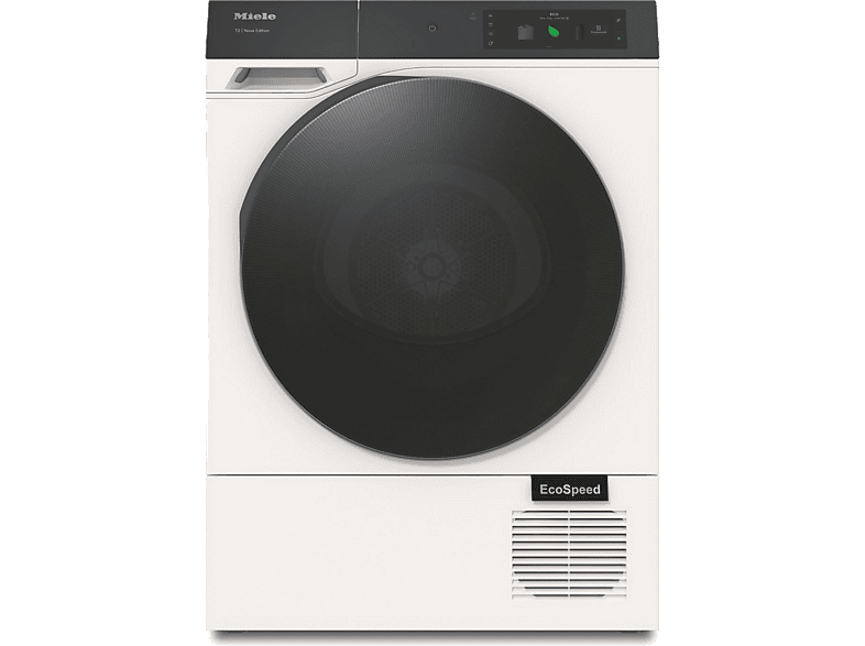 Secadora bomba de calor - Miele TQ 1000 WP, 9 kg, 22 Programas, Display Táctil, QuickPowerDry, SteamCare, Blanco loto