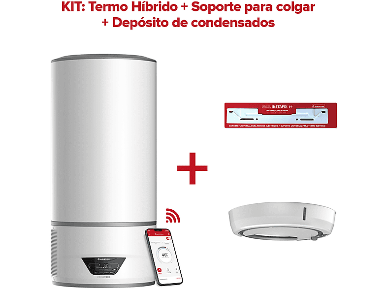 Termo eléctrico  - LYDOS HYBRID 80L + VASCHETTA COND. + INSTAFIX ARISTON, 80 l, Blanco
