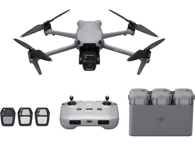 Drone - DJI Air 3S Fly More Combo (DJI RC-N3), 50 megapixel, 45 min, Gris
