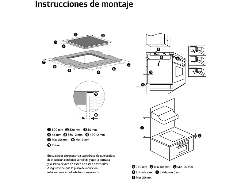 Placa inducción - LG CBIZ2432B, 3 Zonas, 1 Zona Flex, Ancho 59 cm, Cristal Negro — foto 2