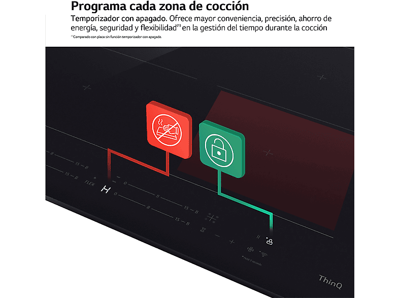 Placa inducción - LG CBIZ2432B, 3 Zonas, 1 Zona Flex, Ancho 59 cm, Cristal Negro — foto 8