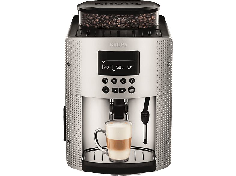 Cafetera superautomática - Krups Essential EA815E70, 1450 W, 15 bar, 1.7 L, 3 temp., Sistema Thermoblock, Molinillo integrado, 2 tazas, Plateado
