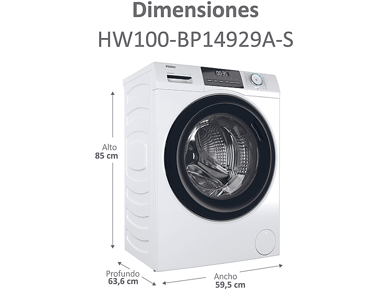 Lavadora carga frontal - Haier I-Pro Series 1 HW100-BP14929A-S, 10 kg, 1400 rpm, Motor Inverter, Antibacterias, Blanco — foto 4