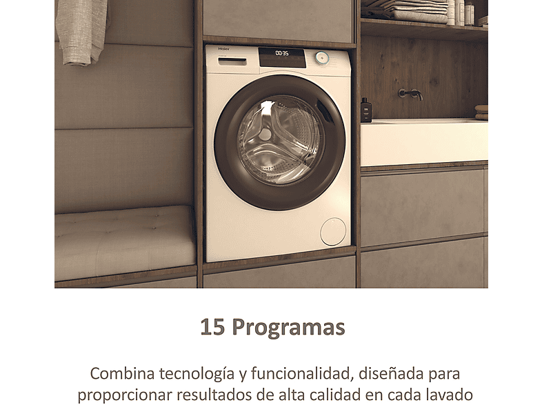 Lavadora carga frontal - Haier I-Pro Series 1 HW100-BP14929A-S, 10 kg, 1400 rpm, Motor Inverter, Antibacterias, Blanco — foto 7