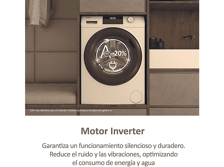 Lavadora carga frontal - Haier I-Pro Series 1 HW100-BP14929A-S, 10 kg, 1400 rpm, Motor Inverter, Antibacterias, Blanco — foto 9