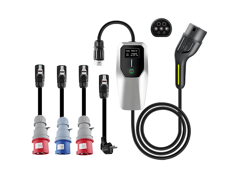 Cargadores vehículos eléctricos - JUNSUN 6M 22KW Tipo 2 6A-32A, IP67, plateado, plateado