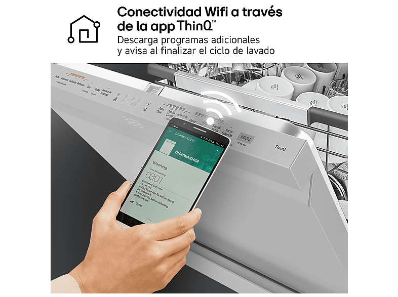 Lavavajillas - LG DF587HVS, 10 servicios, 10 programas, 60 cm, Lavado a vapor, Acero  antihuellas — foto 12