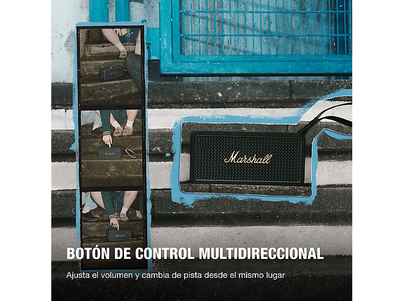 Altavoz inalámbrico - Marshall Middleton II, Bluetooth, 30 h Autonomía, Micrófono integrado, IP67, Black and Brass — foto 5
