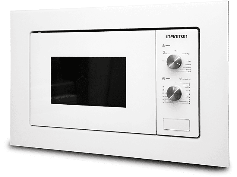 Microondas con grill integrable - Infiniton IMW-WHITE1720, 20 L, 800W, Defrost, Display LED, Blanco