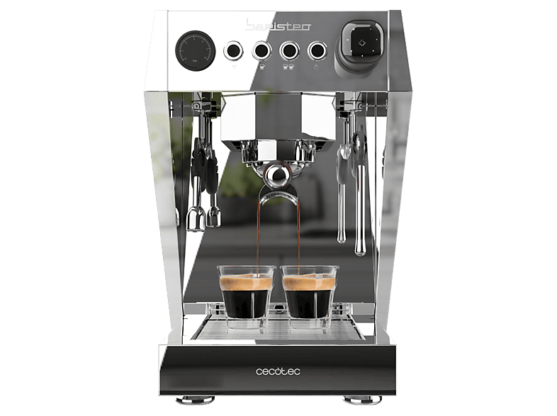 Cafetera express - Cecotec Baristeo Brava, 3150 W, 15 bares, Caldera doble, Portafiltro 58 mm, Pre-infusión, Manómetro, Depósito 2,5 L, Plateado