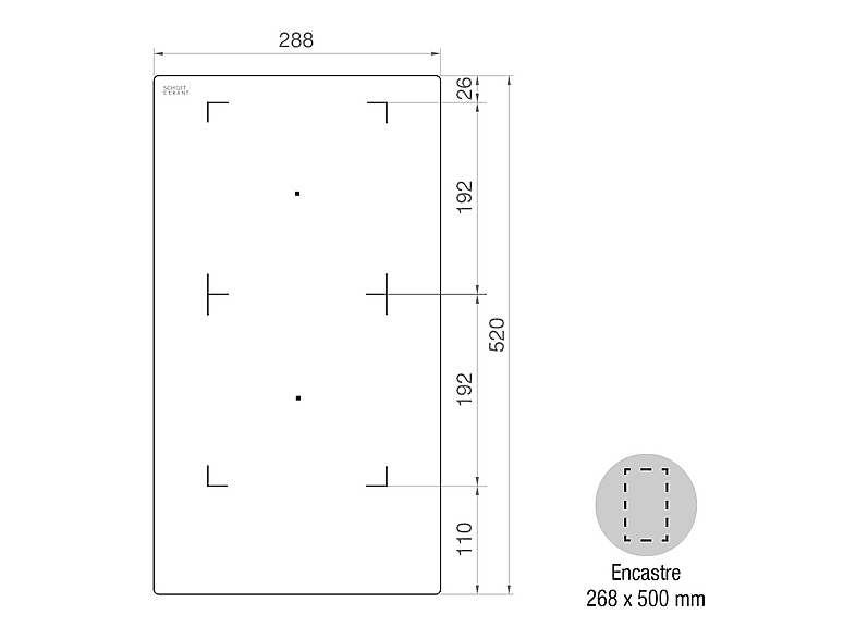 Placa de inducción - PANDO ONE IND-30, 2 zonas, 288 mm, Cristal Negro — foto 4