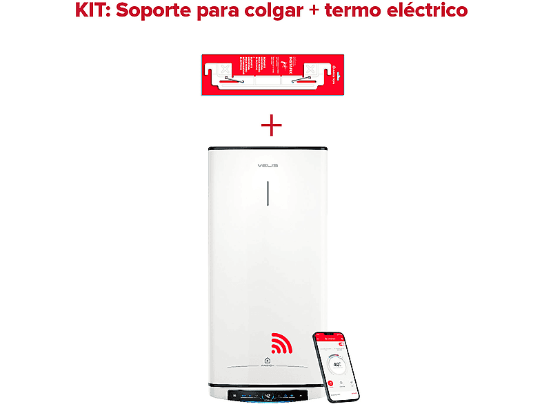 Termo Eléctrico  - VELIS PRO WIFI 80 ES EU + INSTAFIX ARISTON, 80 l, Blanco