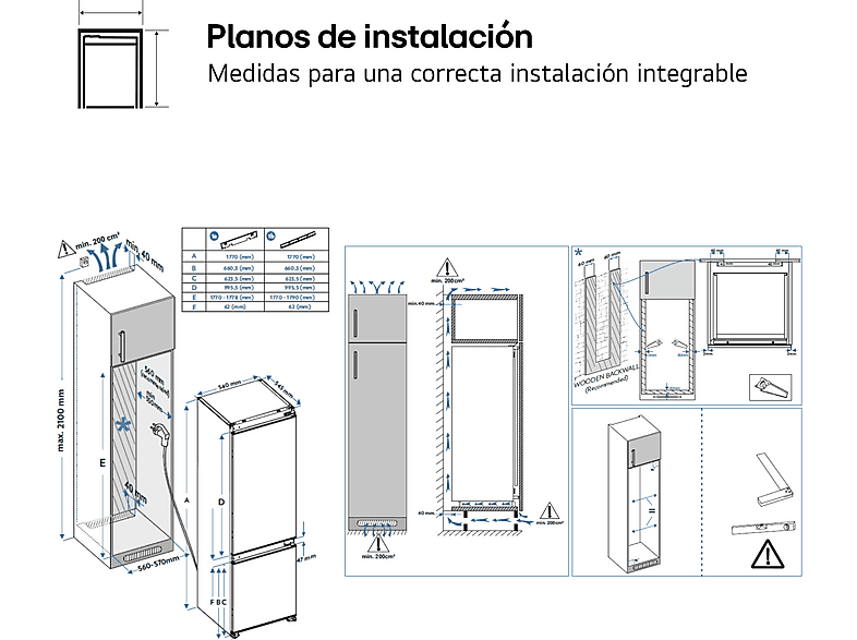 Frigorífico combi integrable - LG GTFN256SET, No Frost, 177 cm, 233 l, Metal Fresh, Sin panelar — foto 8