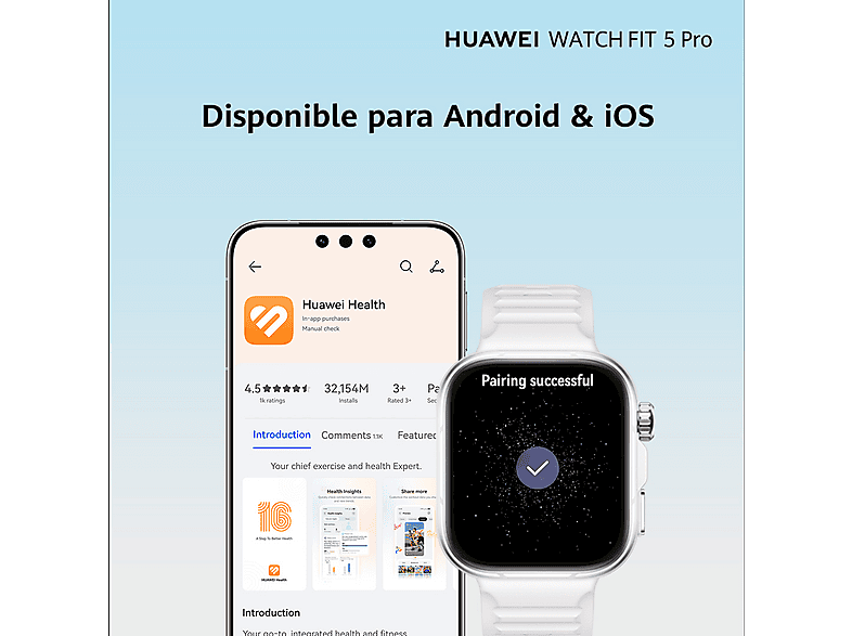 Smartwatch - Huawei Watch Fit 5 Pro, 48.77 mm, Correa 20 mm, 7 días Autonomía en Uso Típico, Pantalla AMOLED 1.92", Negro — foto 8