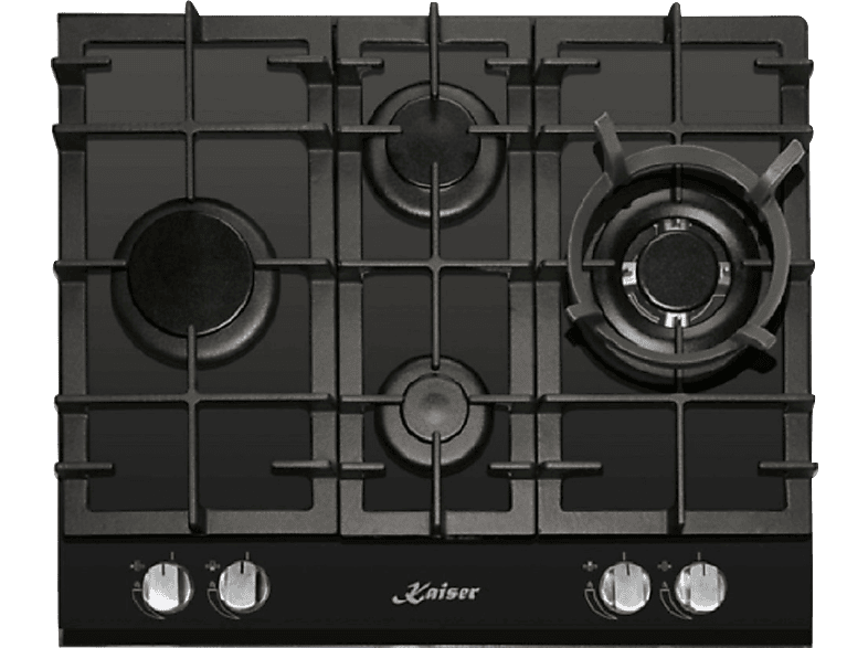 Placa de gas - KAISER 95810716, 4 zonas, 51 cm, Negro