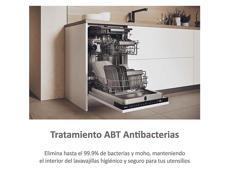 Lavavajillas integrable - Haier XI1C3TB2FB I-Pro Shine Series 4, 11 Servicios, 8 Programas, 44.8 cm, Tercera bandeja, Sin Panelar — foto 8