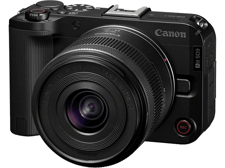 Cámara EVIL - Canon EOS R50 V + RF-S 14-30mm, 24.2 MP, Pantalla táctil LCD TFT color 7.5 cm, Wi-Fi, 4K a 60p, Dual Pixel CMOS Auto Focus, Negro