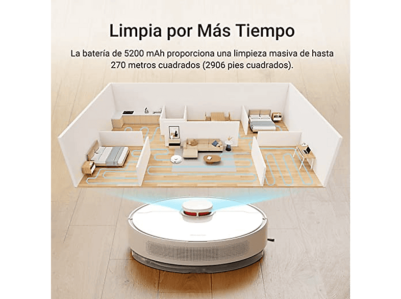 Robot aspirador - DREAME RLS3D D10 PLUS, 4000 W, Potencia de succión 4 kPa, Depósito 0,4 l, Autonomía 2 h y 50 min, Blanco — foto 6