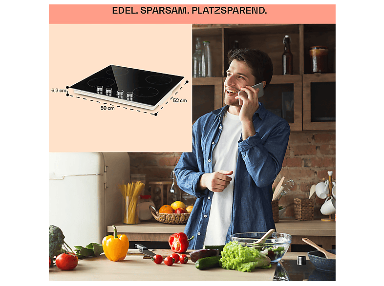 Placa de inducción - KLARSTEIN Kochheld, 4 zonas, 59 cm, Negro — foto 6