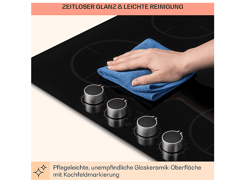 Placa de inducción - KLARSTEIN Kochheld, 4 zonas, 59 cm, Negro — foto 8