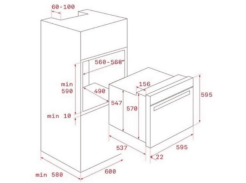 Horno - Teka HBE 435 ME, Convencional, 72 l, 60 cm, Puerta dos cristales, Inox y negro — foto 2