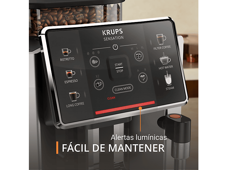 Cafetera superautomática - Krups Sensation C90 EA910E10, 1450 W, 15 bar, 1.7 L, 6 programas, 2 tazas, Barista Inside Technology, Autolimpieza, Plata — foto 4