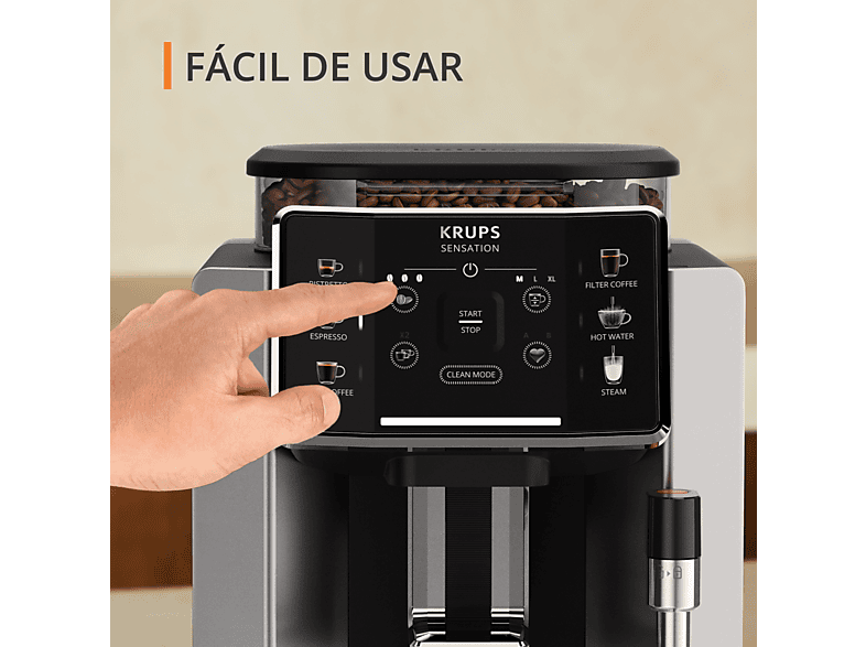 Cafetera superautomática - Krups Sensation C90 EA910E10, 1450 W, 15 bar, 1.7 L, 6 programas, 2 tazas, Barista Inside Technology, Autolimpieza, Plata — foto 5