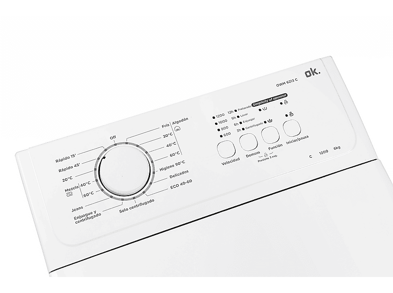 Lavadora carga superior - ok. OWM 6213 C, 6 kg, 1200 rpm, 15 Programas, Motor AC, Blanco — foto 9