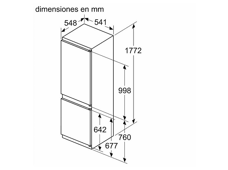 Frigorífico combi integrable- Balay 3KIE711S, Low Frost, 177 cm, 267 l, Cajón Fresh, Blanco — foto 2