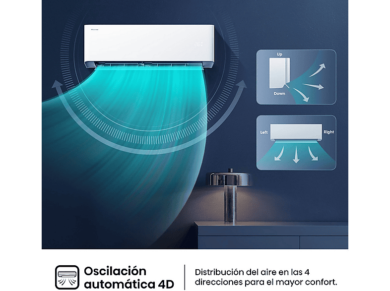 Aire acondicionado Split 1 x 1 - Hisense Uni Pure HB35, 3000 fg/h, Wi-Fi, Filtro Hi Nano, IA Smart, Blanco — foto 7