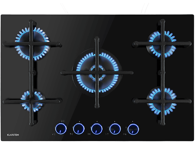 Placa de gas - KLARSTEIN Illuminosa 5, 5 zonas, 76 cm, Negro — foto 1