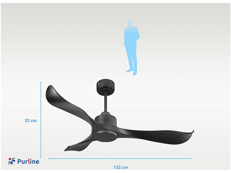 Ventilador de techo - PURLINE UtilaD132C0365185, 6 velocidades, Negro — foto 5