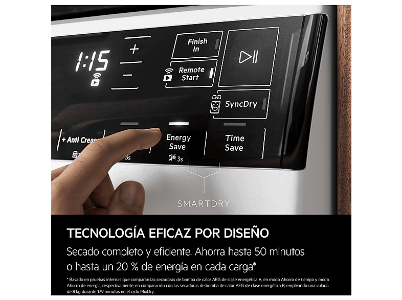 Secadora bomba de calor - AEG Serie 9000X AbsoluteCare Pro TR959V6PBC, 9 kg, Blanco — foto 4