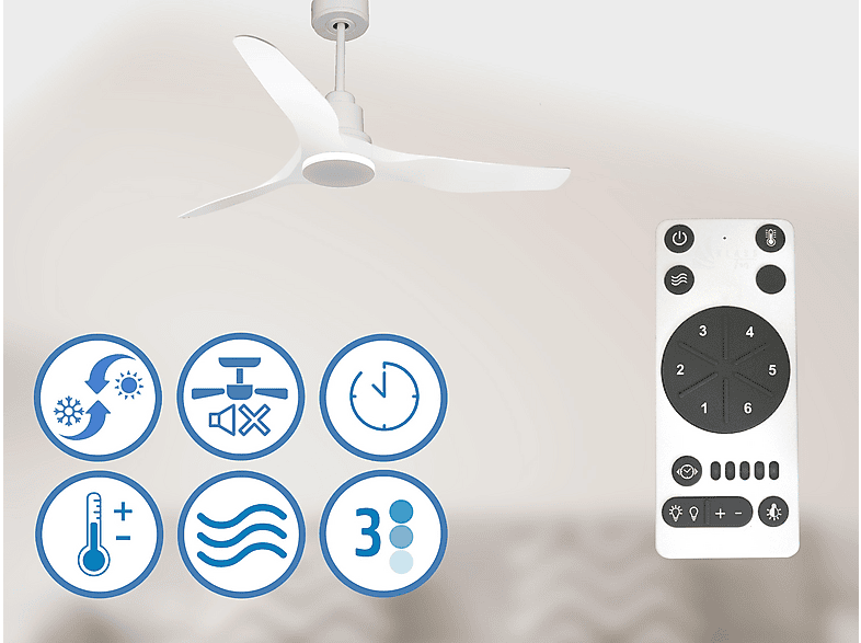 Ventilador de techo - PURLINE ThassosD127C0466675, 6 velocidades, Blanco — foto 4
