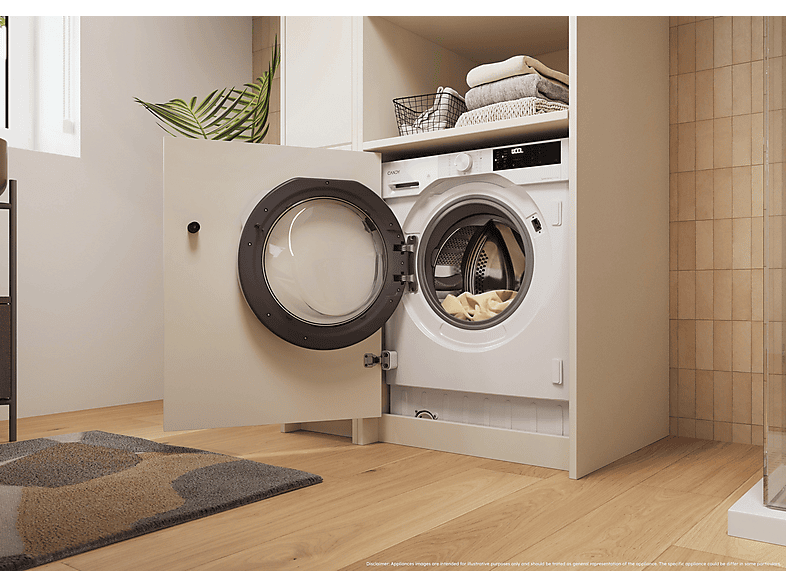 Lavadora integrable - Candy BC448M4D8J-S, 8 kg, Motor Inverter, 1400 rpm, 16 programas, Wi-Fi, Sin Panelar — foto 7