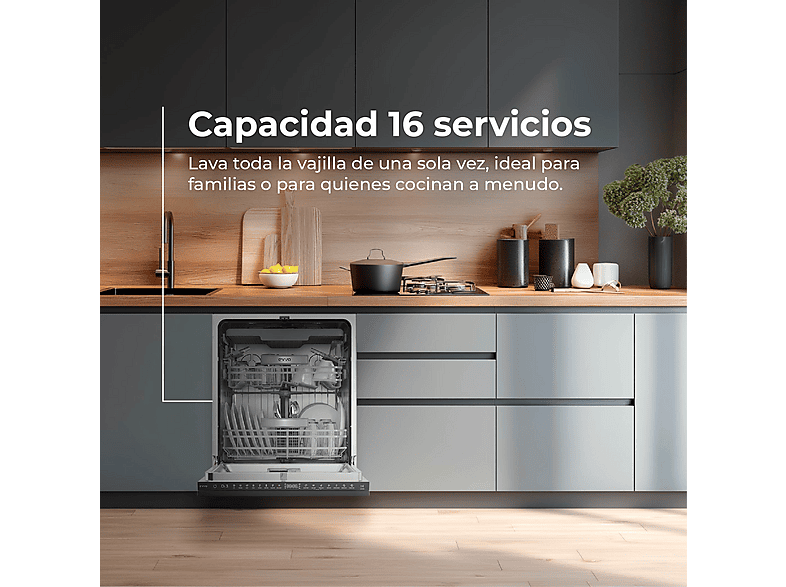 Lavavajillas integrable 60 cm - EVVO Di.3, 8 programas, 600 mm, Inox — foto 3