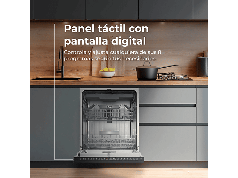 Lavavajillas integrable 60 cm - EVVO Di.3, 8 programas, 600 mm, Inox — foto 4