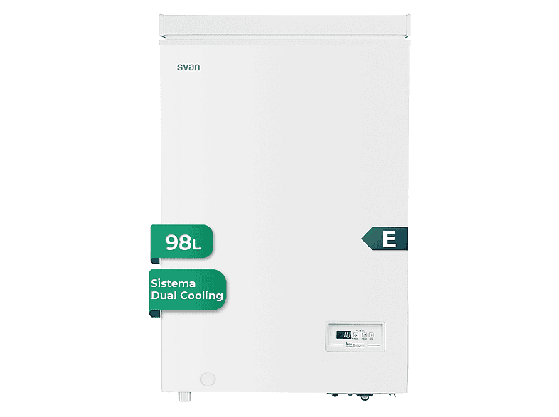Congelador vertical - SVAN SCH1001EDC, 98 l, 84,5 cm, Blanco
