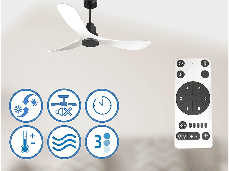 Ventilador de techo - PURLINE TongaD132C0464564, 6 velocidades, Negro — foto 4