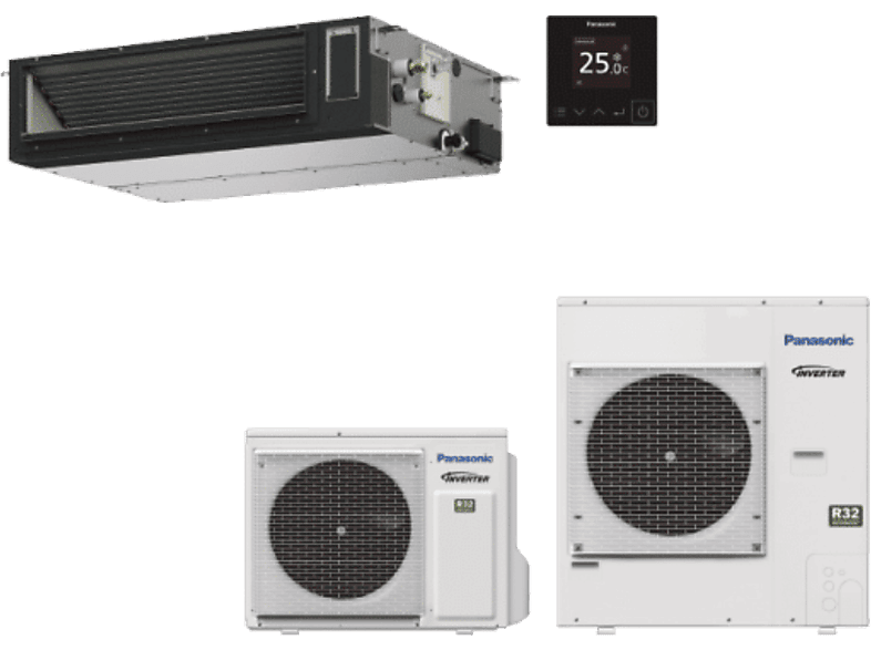 Aire acondicionado por conductos - Panasonic KIT-100PF3Z5-6, Split 1x1, 9724 fg/h, Bomba de calor, Blanco