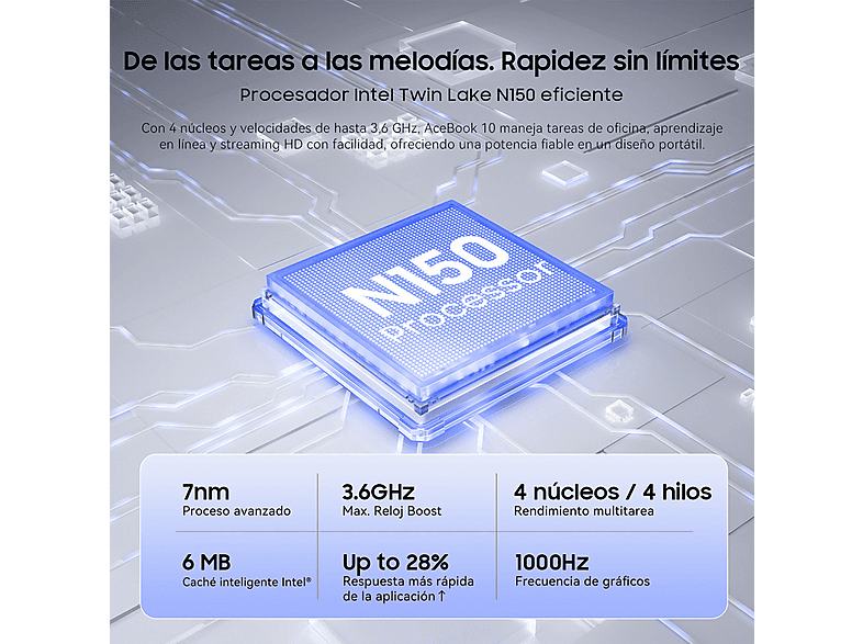 Portátil - BLACKVIEW ACEBOOK 10, 18,5 " Full-HD, Intel Twin Lake N150, 16 GB RAM, 512 GB SSD, Iris® Graphics, Windows 11 Pro, idioma del teclado: US, Gris — foto 5