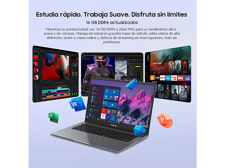Portátil - BLACKVIEW ACEBOOK 10, 18,5 " Full-HD, Intel Twin Lake N150, 16 GB RAM, 512 GB SSD, Iris® Graphics, Windows 11 Pro, idioma del teclado: US, Gris — foto 6