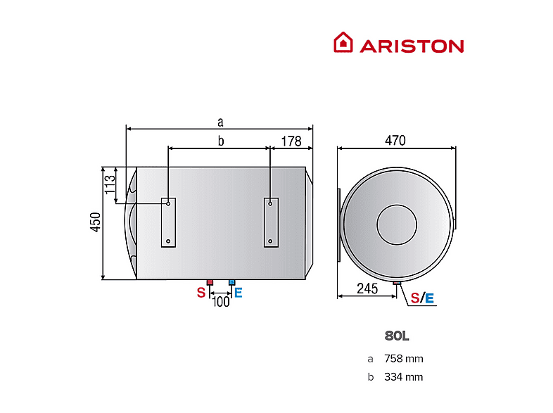Termo eléctrico  - PRO1 ECO H ARISTON, 80 l, Blanco — foto 5