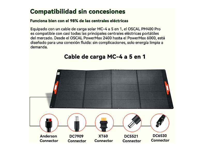 Panel solar portátil - OSCAL PM400 Pro, 400 W — foto 10