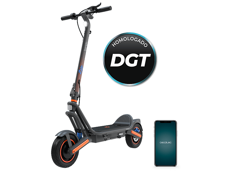 Patinete eléctrico - Cecotec Bongo GS65 2x2 XXL Connected, Doble motor, 1000W máx, Autonomía 65 km, Ruedas 10", Doble suspensión, App, Multicolor