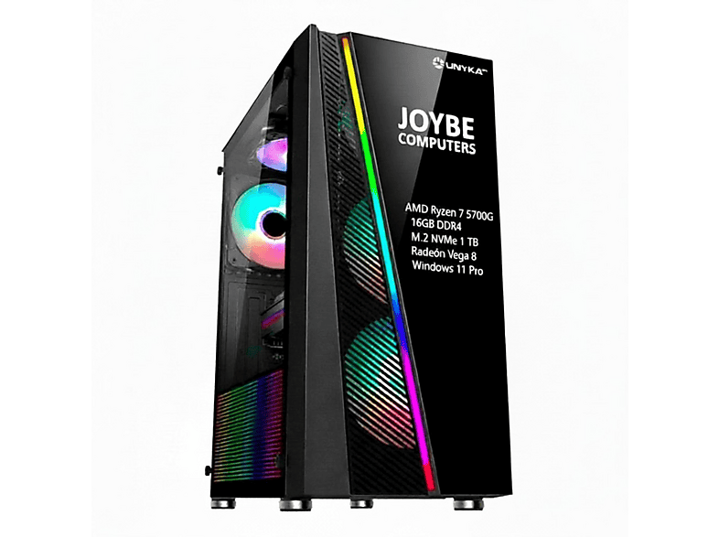 PC Gaming - JOYBE COMPUTERS Gamer Avanzado AMD, AMD Ryzen™ 7 5700G, 16 GB RAM, 1 TB SSD, Radeon™ RX Vega 8, Windows 11 Pro, Negro