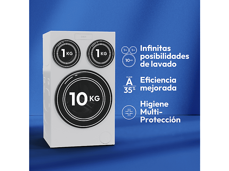 Lavadora carga frontal - Candy Multiwash MQD 410CBL9-37, 10+1+1 kg, 1400 rpm, 20 programas, Triple Tambor, Motor Direct Motion, Wi-Fi, Blanco — foto 9