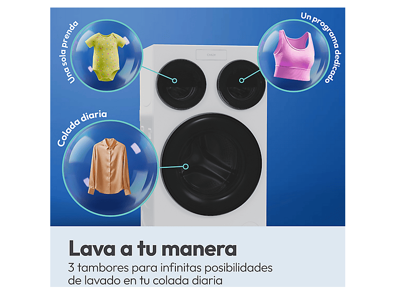 Lavadora carga frontal - Candy Multiwash MQD 410CBL9-37, 10+1+1 kg, 1400 rpm, 20 programas, Triple Tambor, Motor Direct Motion, Wi-Fi, Blanco — foto 10