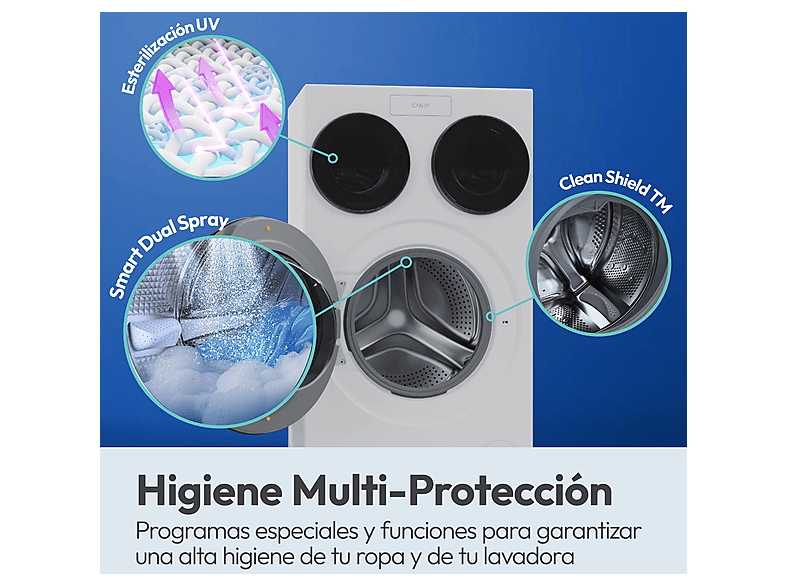 Lavadora carga frontal - Candy Multiwash MQD 410CBL9-37, 10+1+1 kg, 1400 rpm, 20 programas, Triple Tambor, Motor Direct Motion, Wi-Fi, Blanco — foto 12